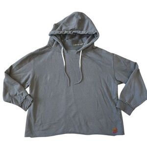 Peace Love World Mock Neck Sweatshirt Hoodie Dip‎ Dye Drawstring Gray Size Large